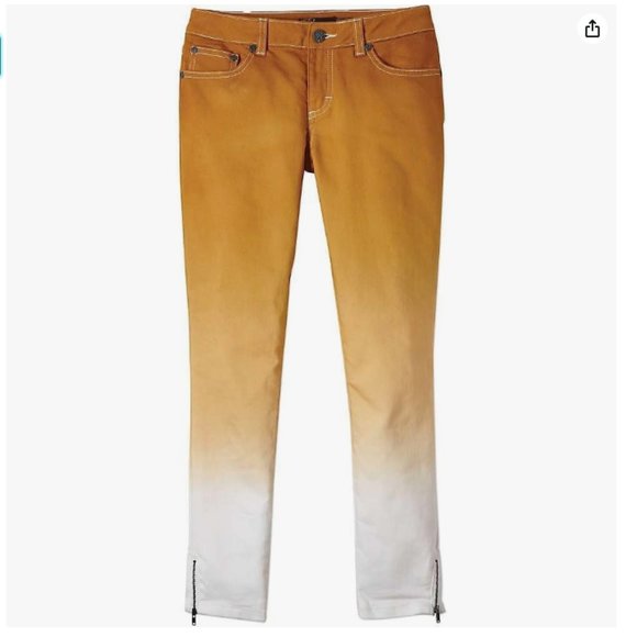 Prana Gold Mustard Ombre Ankle Zip Jett Capri Jeans - Picture 2 of 10